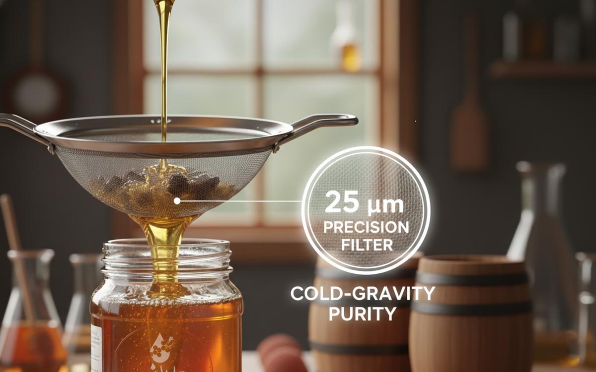 Discover why HoniWow Lychee Honey stays pure with 25-micron cold filtration. It preserves raw enzymes, natural flavour and removes allergenic grass pollen.